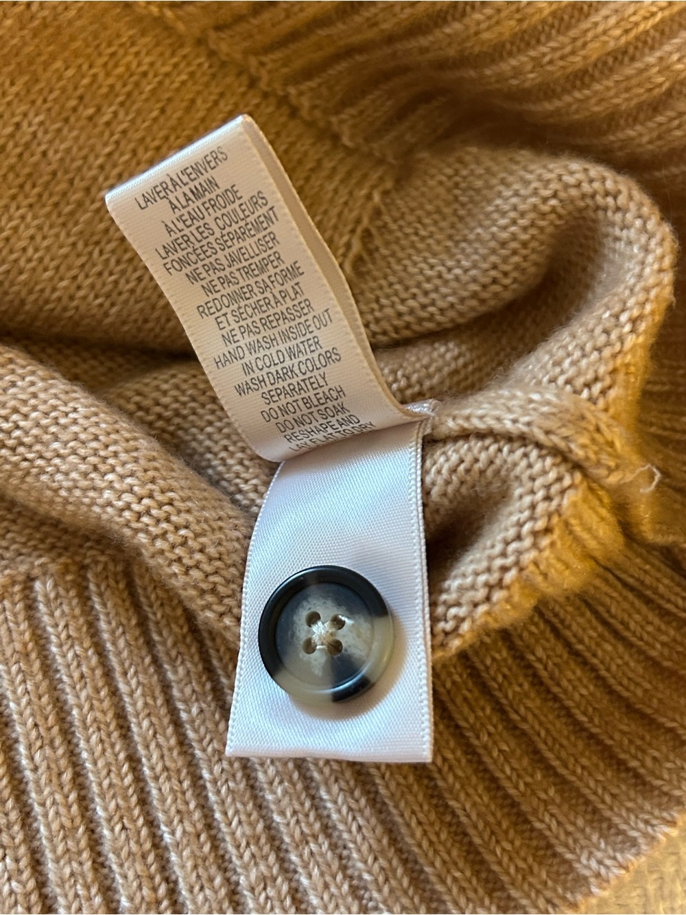 twik Tan V-Neck Button Front Knit Sweater Vest - cotton blend, size medium - Picture 13 of 13